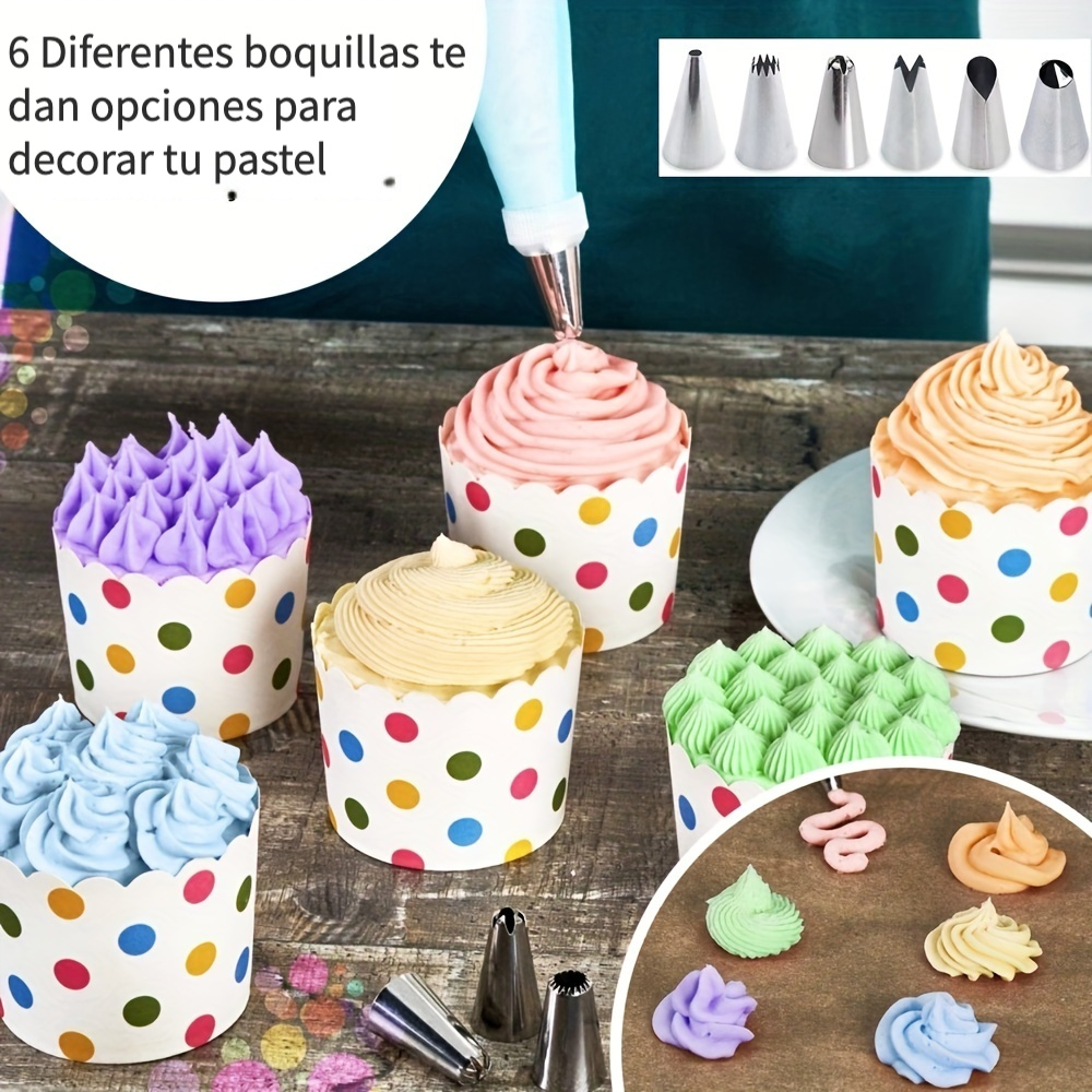 Tadipri 15pc Manga Pastelera Reutilizables Kit,con 6 Boquillas de Acero  Inoxidable y 2 Azul Manga Pastelera de para Repostería, Adaptador,  Accesorios.Decoración de Tartas y Cupcakes : : Hogar y cocina