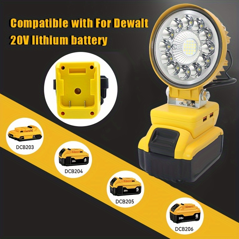 T-SUN Cordless LED Work Light For Dewalt 18V/20V Battery, 48W 5200LM Flood Light With Low Voltage Protection & USB-C Charging, Job Site Lighting For - View #10