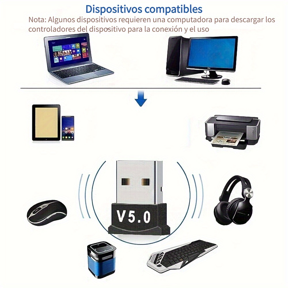 Adaptador Bluetooth Para Computadora PC Laptop USB Ultima Version