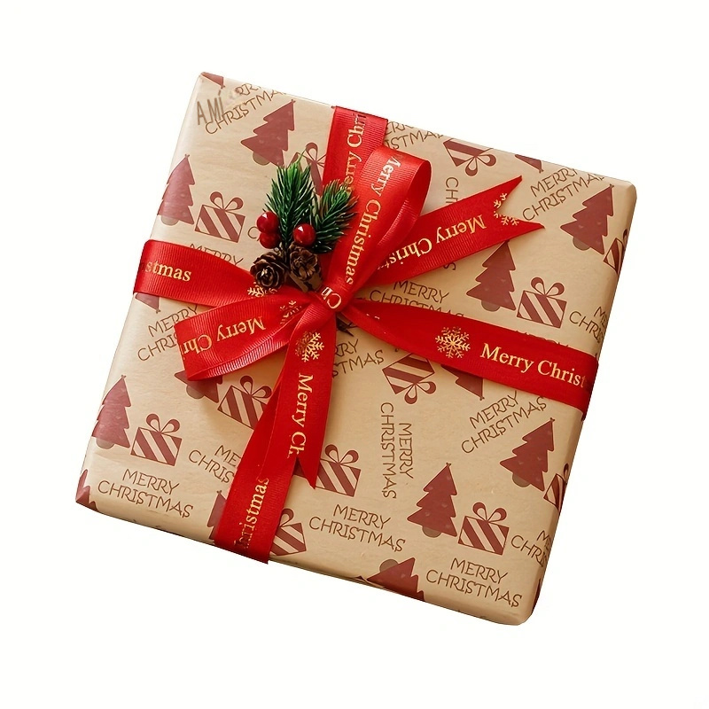 Vintage Christmas Kraft Paper Christmas Gift Diy Wrapping - Temu