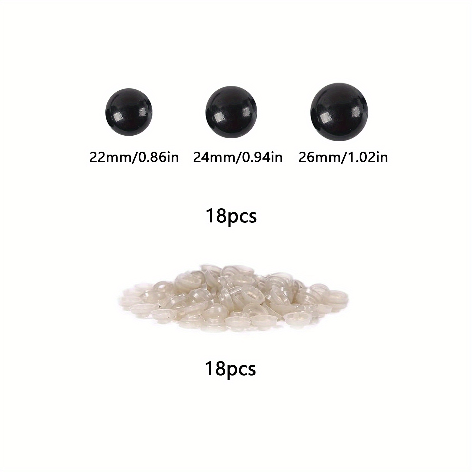 50pcs 24mm Black Round Plastic Safety Eyes Stuffed Animal Eyes Doll Eyes with Washers DIY Craft Safety Eyes Buckles Buttons for Crochet Animal