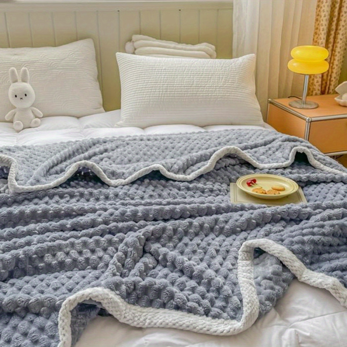 TKM Home Sherpa Blanket Throw Blanket Soft Warm Fleece Blanket Thick Blanket  With Grid Pattern For Couch Sofa Bed Chair Home …
