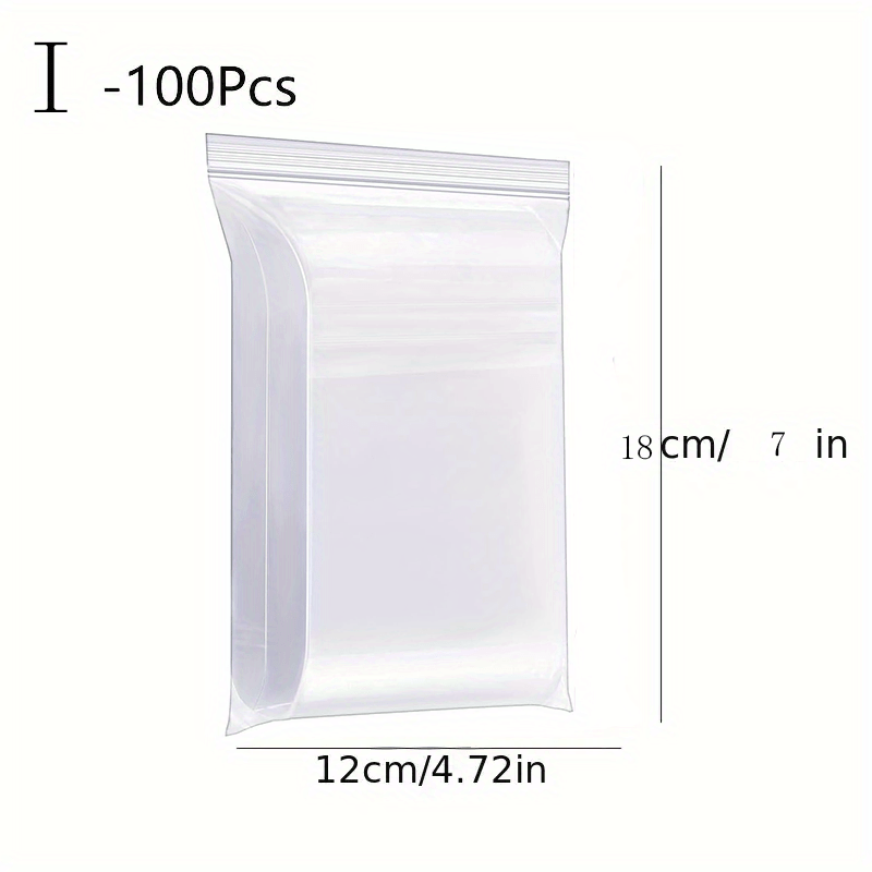 100PCS Extra Heavy-Duty Reclosable Plastic Packaging Bags Strong Poly Zip  Lock Plastic Zipper Clear Zip lock bags Various Sizes
