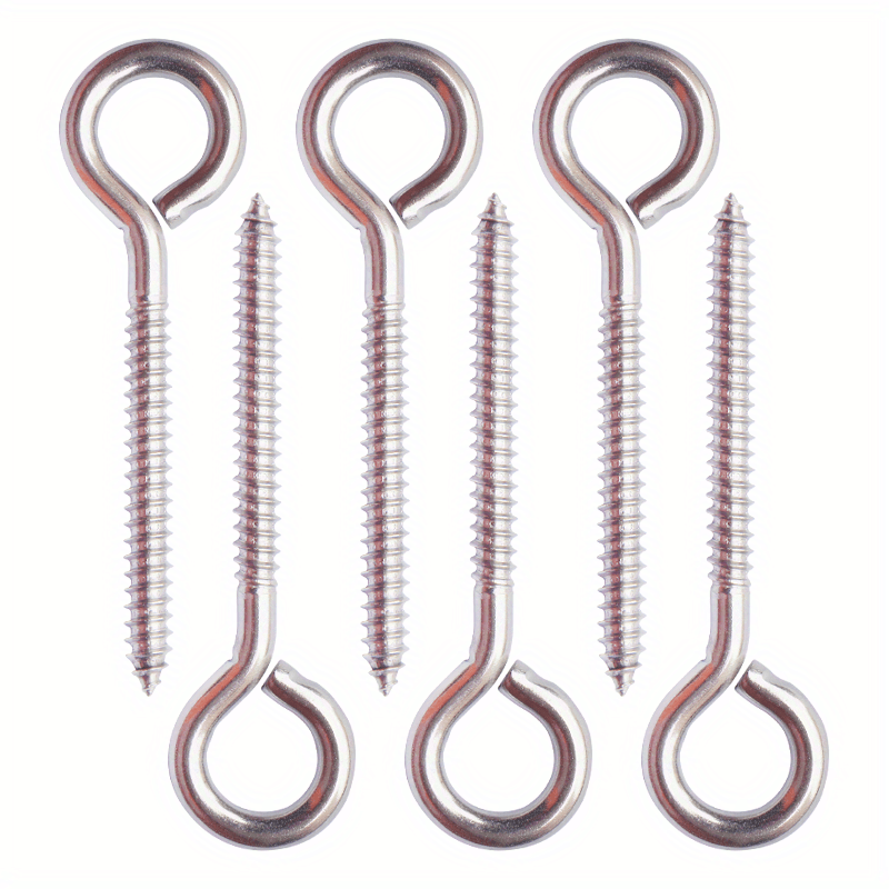 6/10pcs Stainless Steel Eye Shape Screws Metal Hook Wood Terminal Ring  Eyelet Hooks Self Tapping Screws