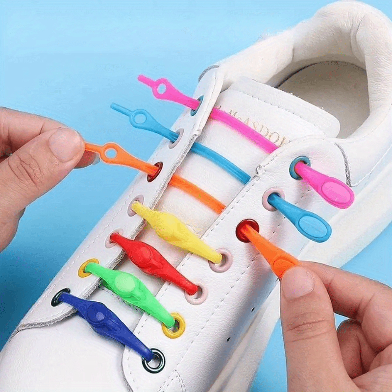 12pcs Vibrant Tie-Free Silicone Elastic Shoelaces - Easy Slip-On, No-Tie Design for Adults, Lightweight & Durable, Ideal for Sneakers & Casual Shoes, Hand Washable, Shoe Accessories