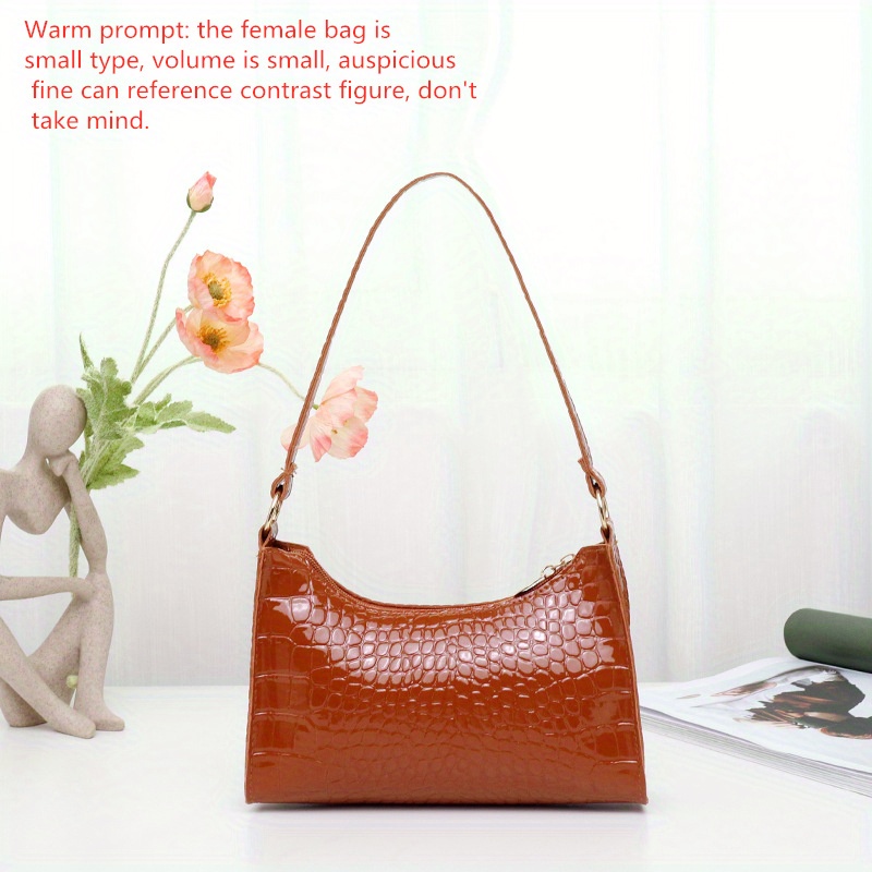 Small Hobo Bag Crocodile Embossed Top Handle For Daily