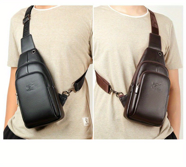 Yezefennhfwxb Chest Bag for Men, Men Cow Leather Casual Fashion