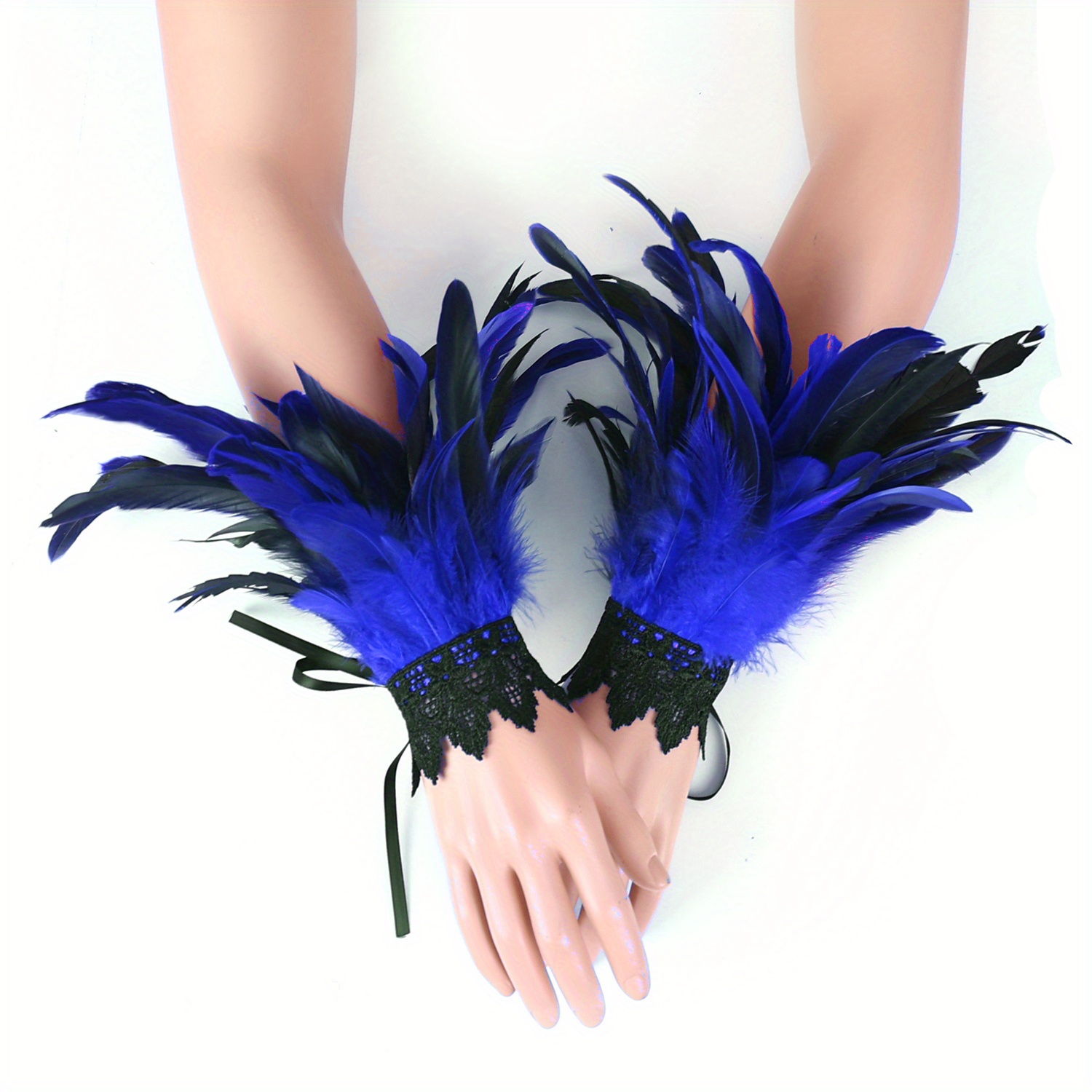 Halloween Cosplay Punk Sleeves Gradient Color Faux Feather - Temu