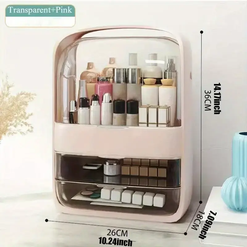 Large Capacity Make Up Organizer Dustproof Cosmetic Storage - Temu