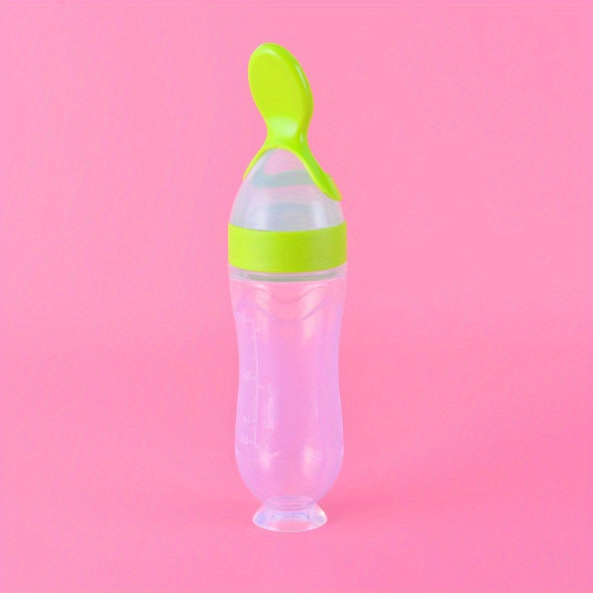Baby Food Feeder Silicone Feeding Bottle With Spoon And - Temu