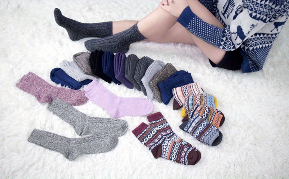 5 Pairs Womens Mens Soft Thickened Calf Socks Winter Comfortable