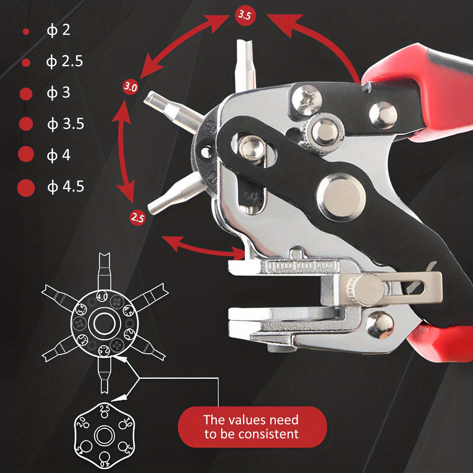 Leather Hole Punch Tool Stainless Steel Belt Hole Puncher 6 Temu