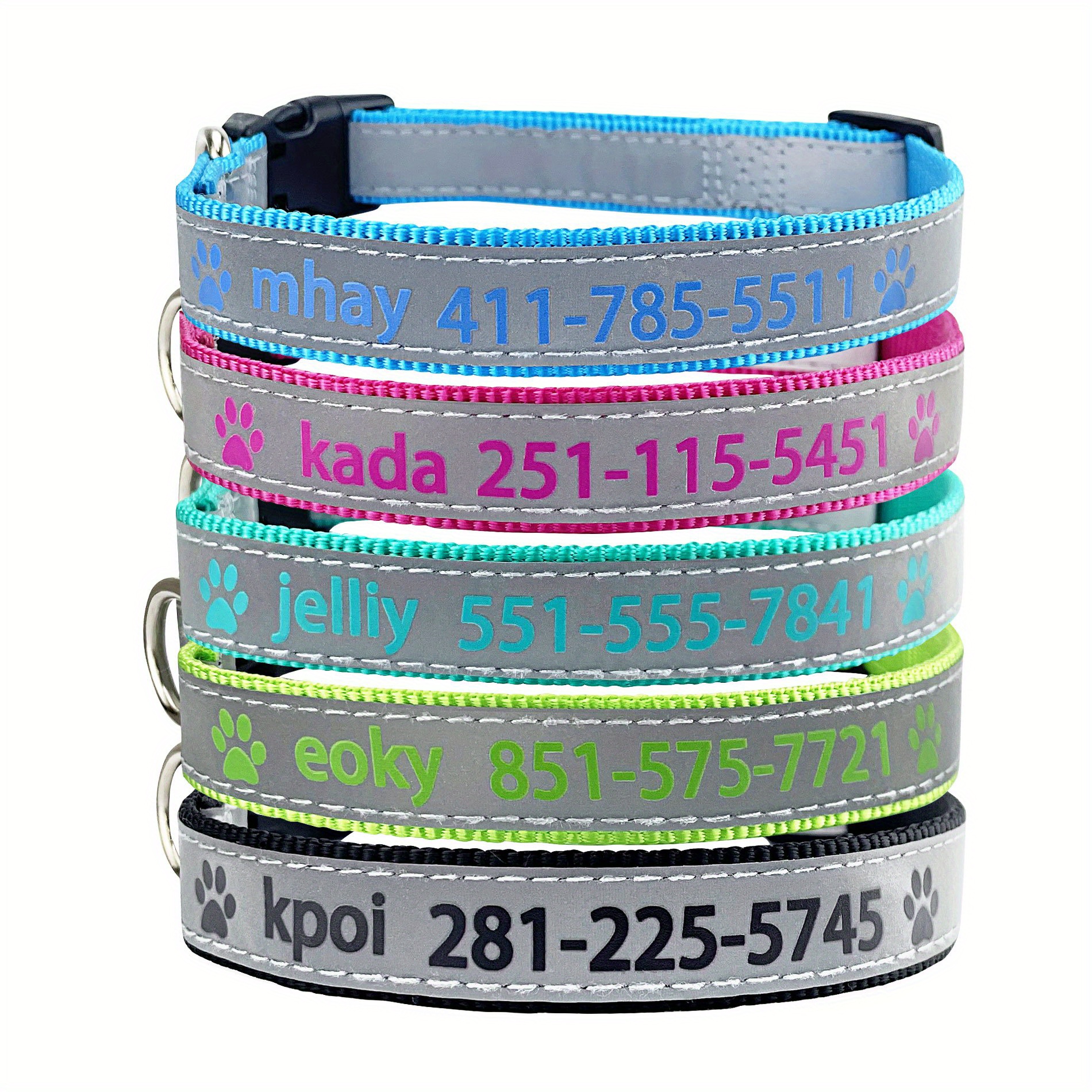 Custom Reflective Dog Collar Uv Print Dog Name Phone Number Temu Portugal