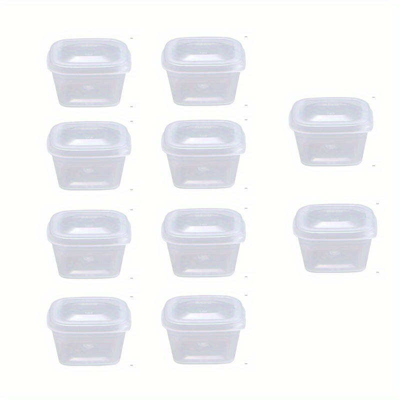 50Pcs Plastic Sauce Cup Containers Food Box With Hinged Lids Clear