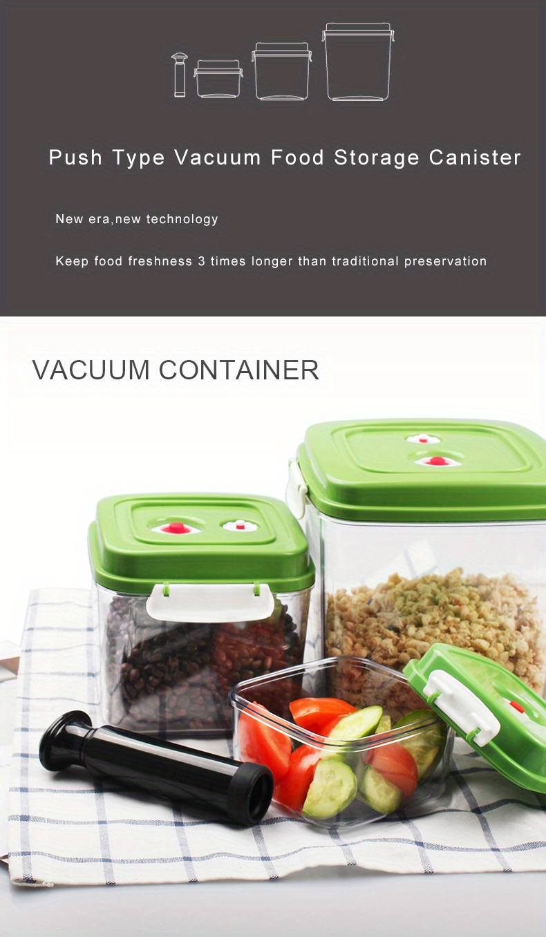 3pcs Vacuum Container Food Storage Box Multi-purpose Press Vacuum  Preservation Box Sealed Food Box Kitchen Food Fresh Keeping