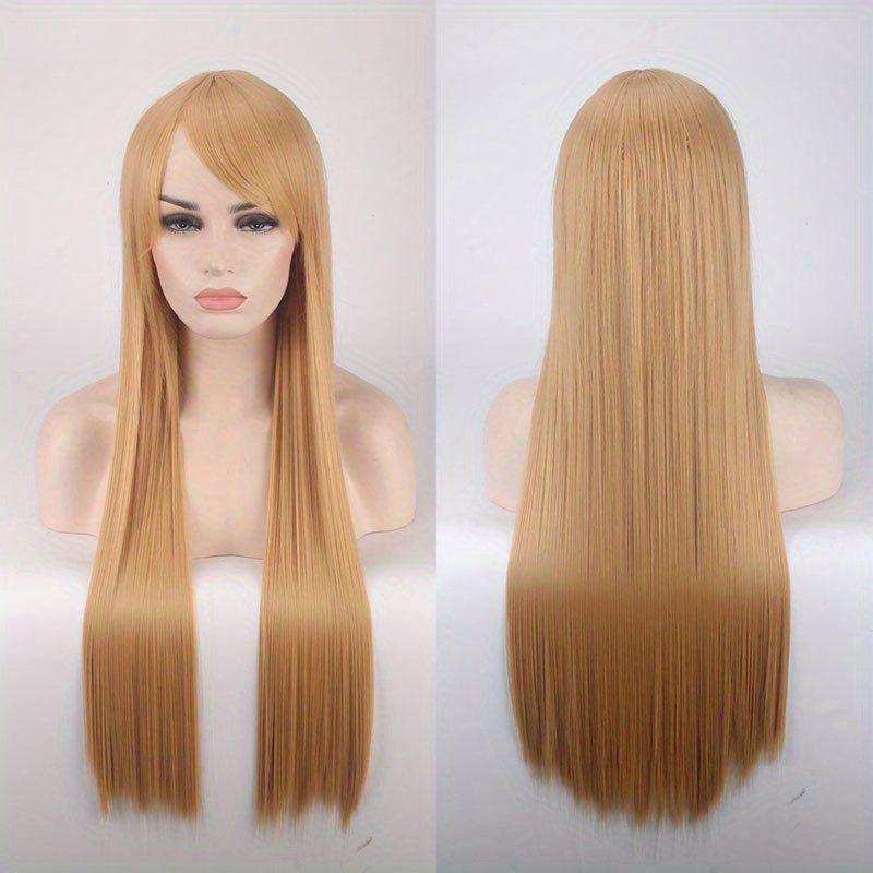 Brown Long Straight Hair Wig with Bangs 81 cm for Women