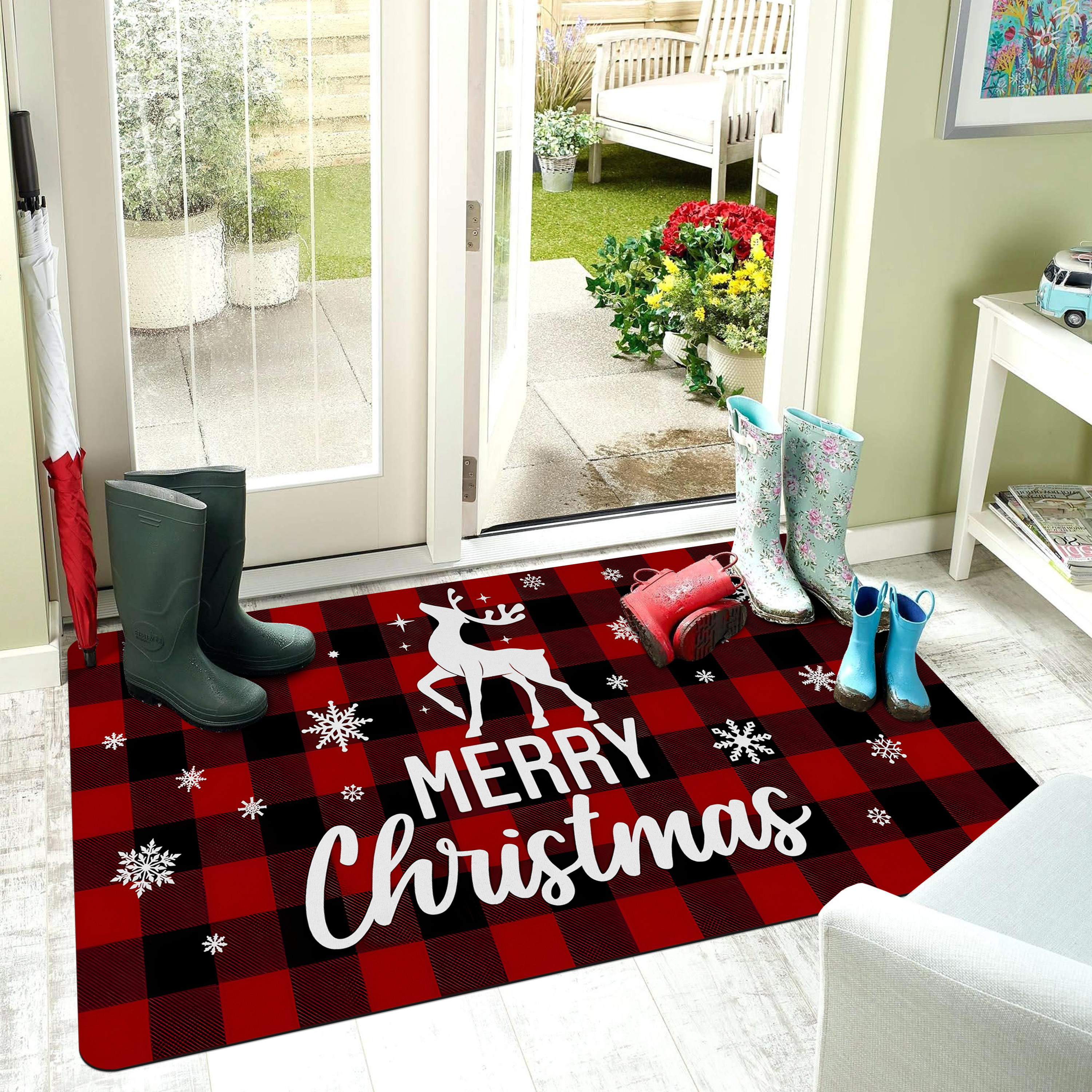 Modern Christmas Deer Pattern Door Mat, Ultra-thin Water-absorbent  Anti-slip Door Mat And Bathroom Mat, For Living Room Bedroom, Home Decor -  Temu
