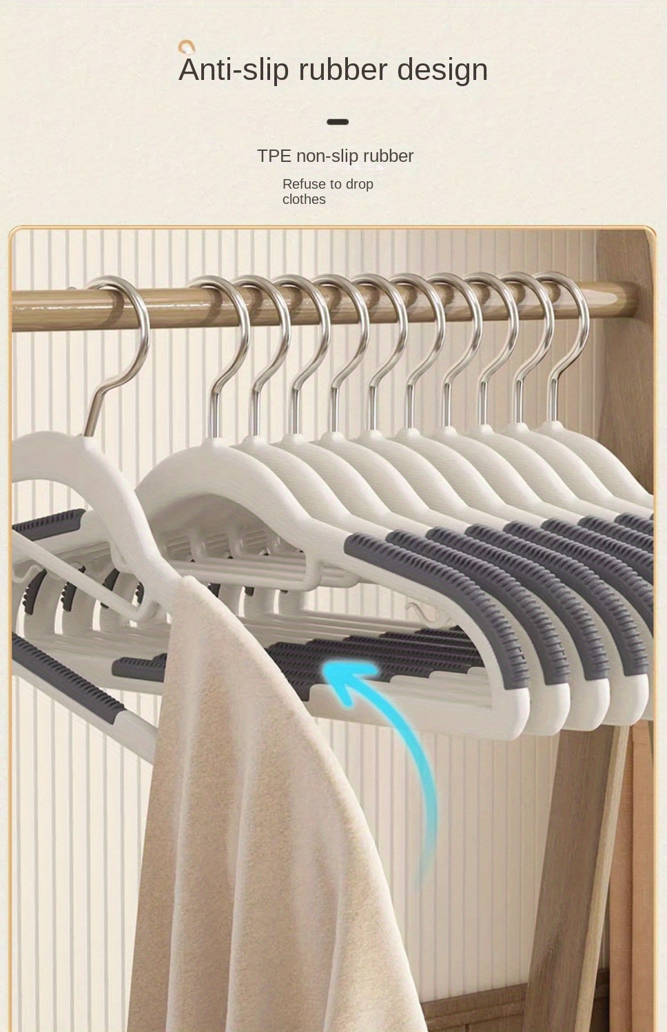 Plastic Clothes Hangers With Anti-slip Rubber, Non-slip Clothes Racks,  Heavy Duty Coat Hangers For Closet, Laundry Hangers For Adult Coat, Suit,  Dress, Household Storage Organizer For Bedroom, Bathroom - Temu