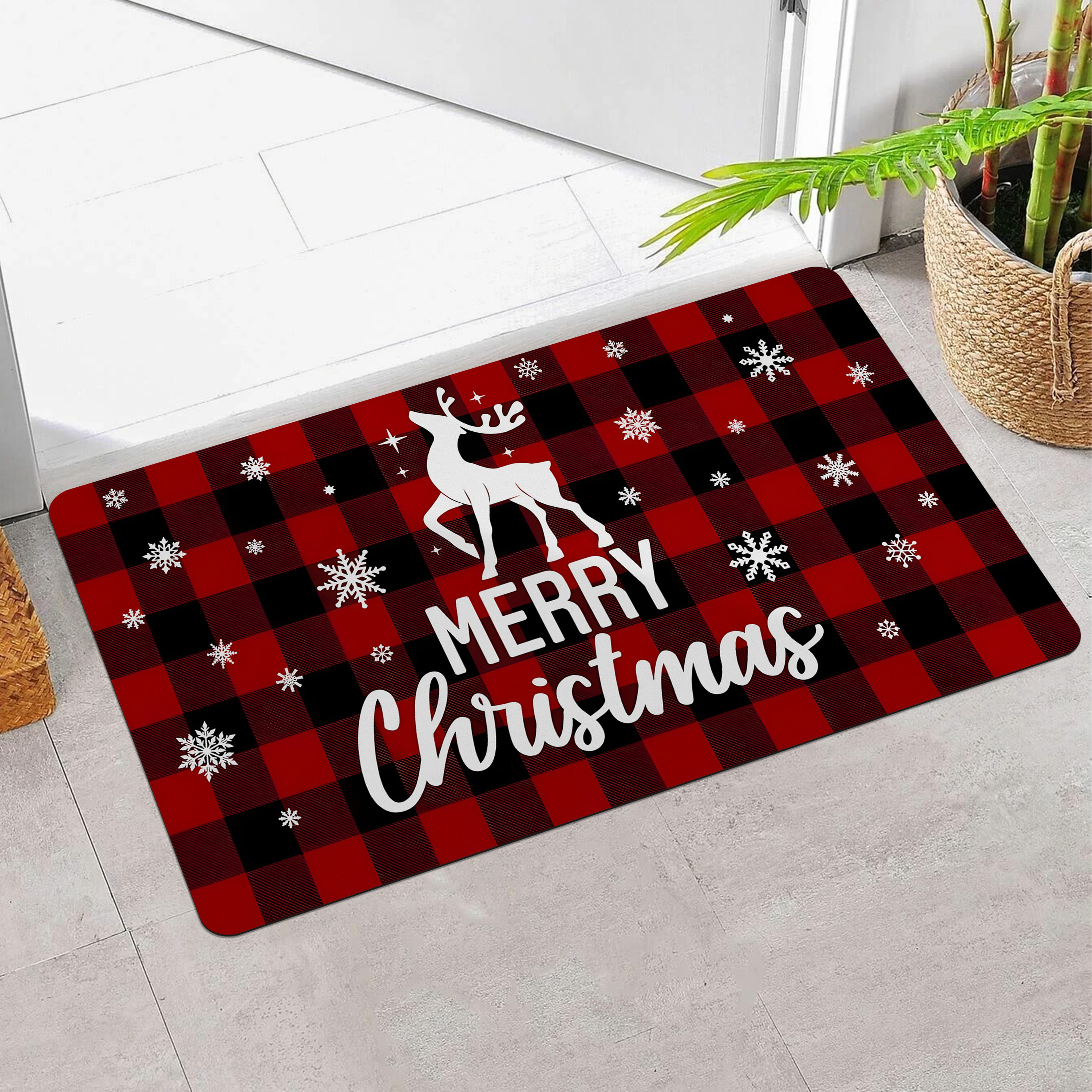 Modern Christmas Deer Pattern Door Mat, Ultra-thin Water-absorbent  Anti-slip Door Mat And Bathroom Mat, For Living Room Bedroom, Home Decor -  Temu