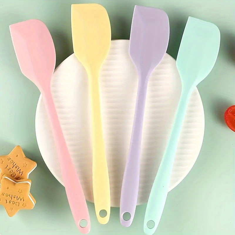 Integrated Silicone Long Spatula Macaron Color Cream Spatula - Temu