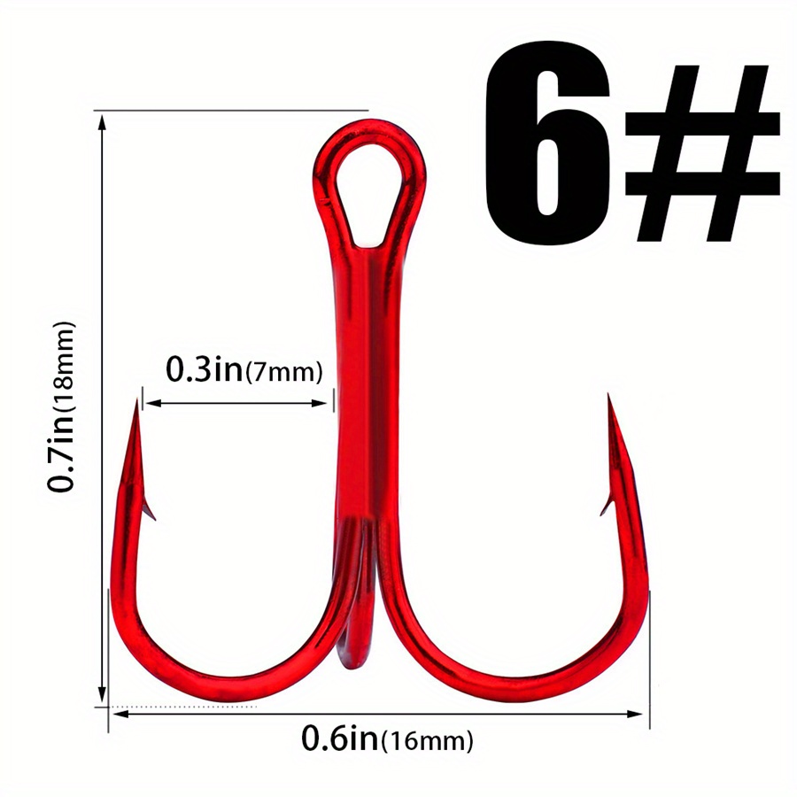 No. 1 no. 14 Red Iron Treble Hooks Sharp Barbed Anchor Hooks - Temu