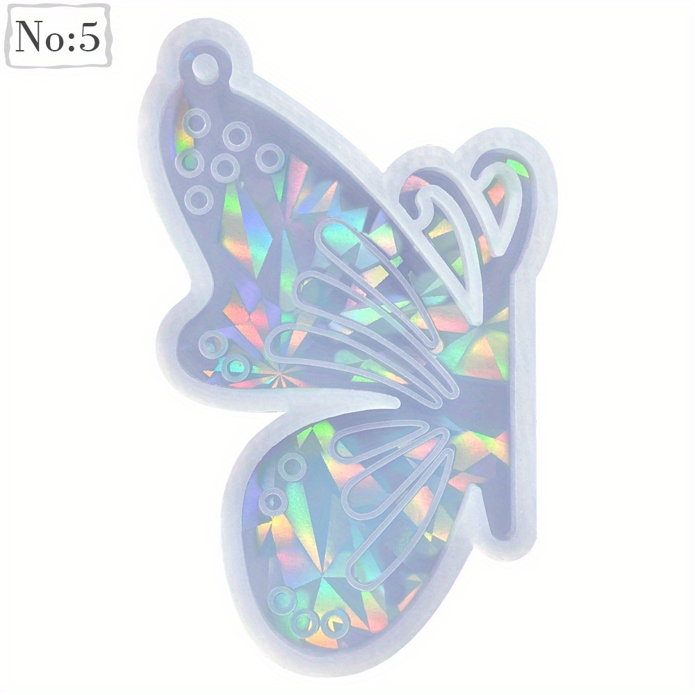 Holographic Resin Molds Silicone,2 Pcs Butterfly Ornament Resin  Molds,Upgraded Holographic Resin Butterfly Pendant Molds for Resin  Casting,Holographic