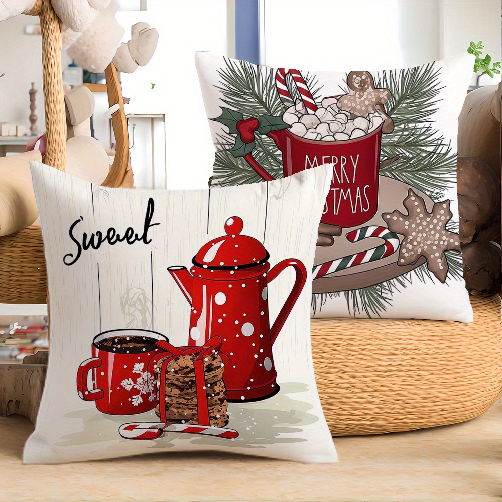  Candy Cane Throw Pillow Cover, Merry Christmas Cotton Cushion  Case, Candy Cane 24 x 24 Pillowcase, Christmas Pillow Cases with Hidden  Zipper Decor for Sofa Bedroom Car Couch : Home 