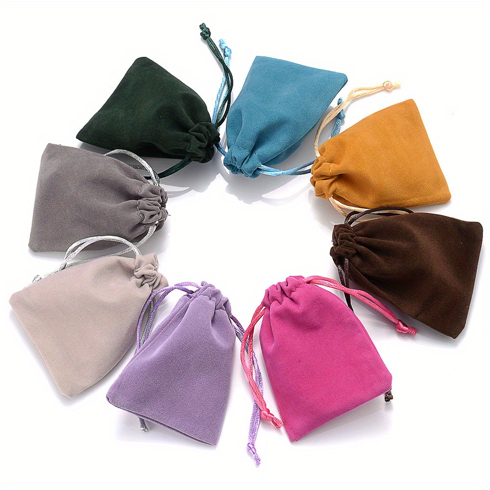 Thick Velvet Jewelry Bag Drawstring with Ribbon Small Pouches for