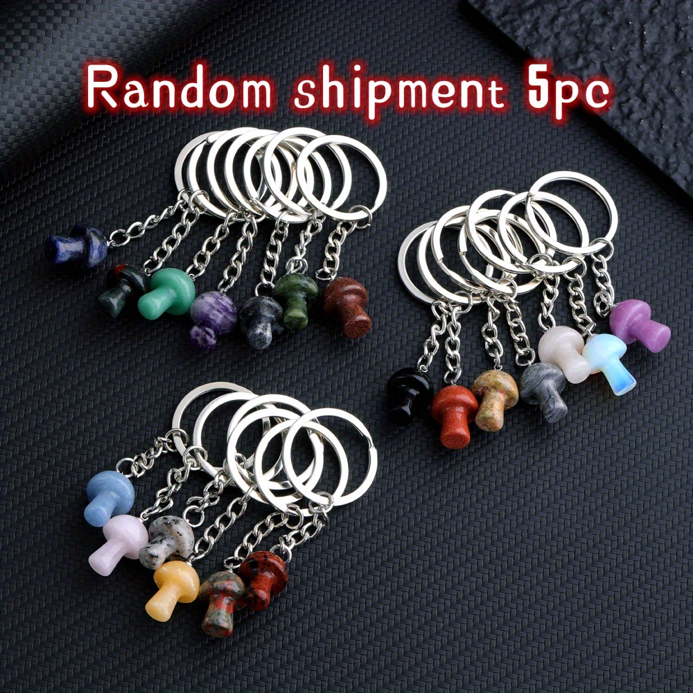 1 PC Natural Crystal Mini Mushroom Keychain Healing Crystal Key Chains for Men Gem Key Rings Stone Keychain Natural Stone Great Gift,Temu