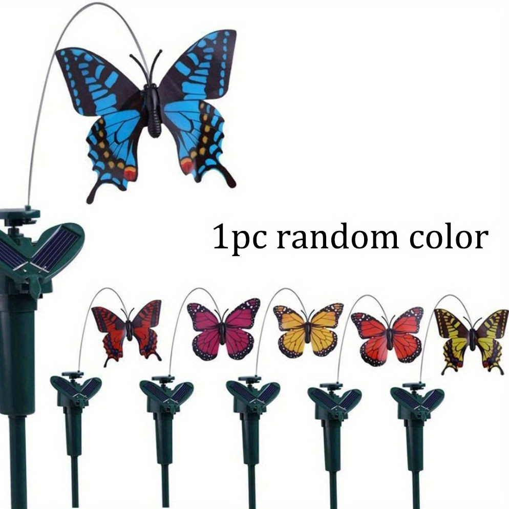 Solar/Battery Powered Flying Wobble Fluttering Hummingbird Butterfly for Garden Yard Plants Flowers Patio Landscape Outside Ornament Decor Color