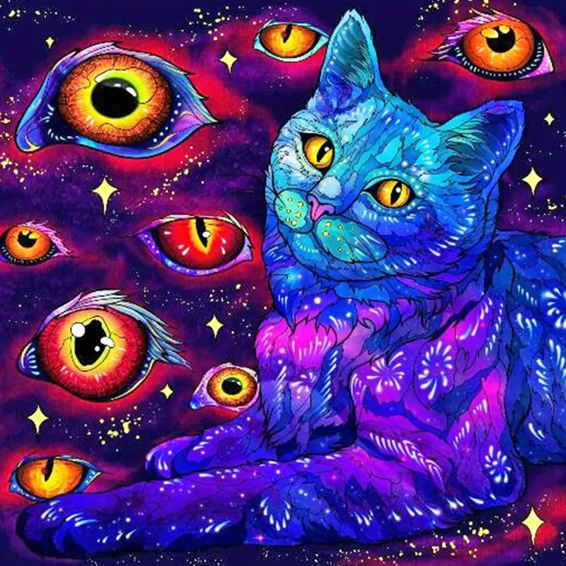 Cat Eye Diamond Painting Kits-cat Diamond Painting,cat Diamond Art Kits For  Adults Beginners - Temu