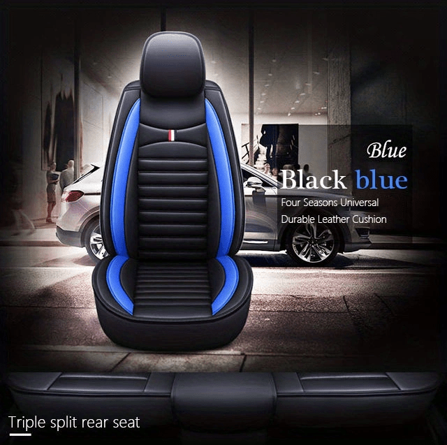 Buy Car Seat Covers 5 Seats Full Set Universal Fit (Black-Blue