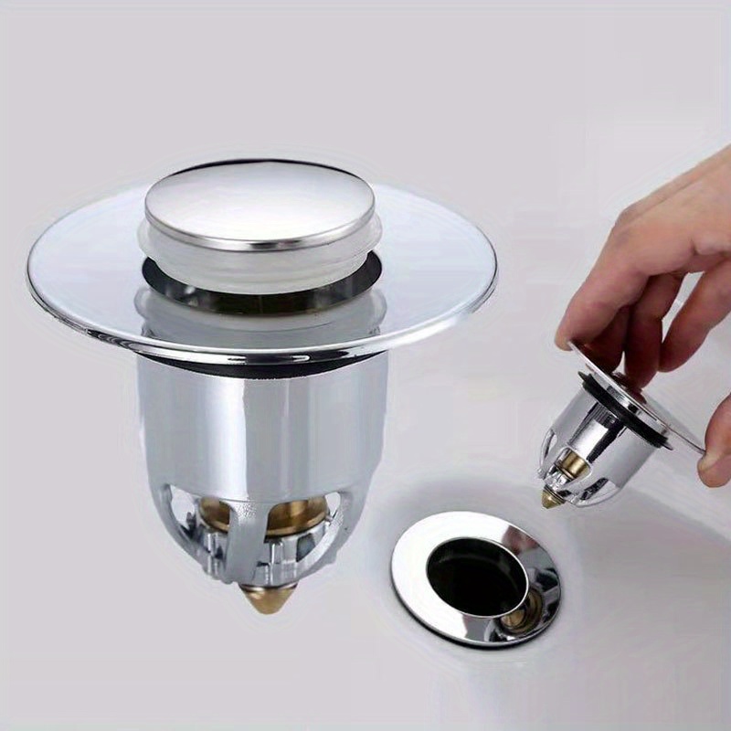 1pc Water Pool Washbasin Water Bathroom Sink Press Type Sewer, Bouncing  Core Filter Mesh Plug, Drain Sink Clogging Plug