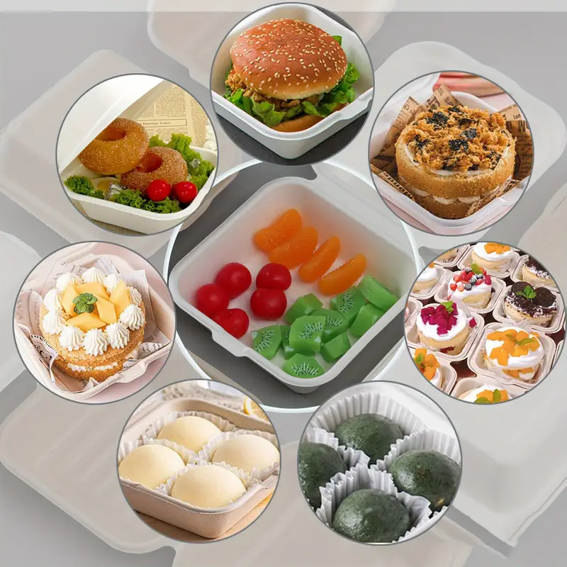 Cake Containers, Disposable Paper Pulp Lunch Box, Hamburger Box Bento Cake  Box Square Packing Box, Bakery Take Out Containers - Temu