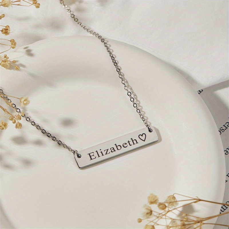 custom engraved name bar necklace girls personalized 304 Temu