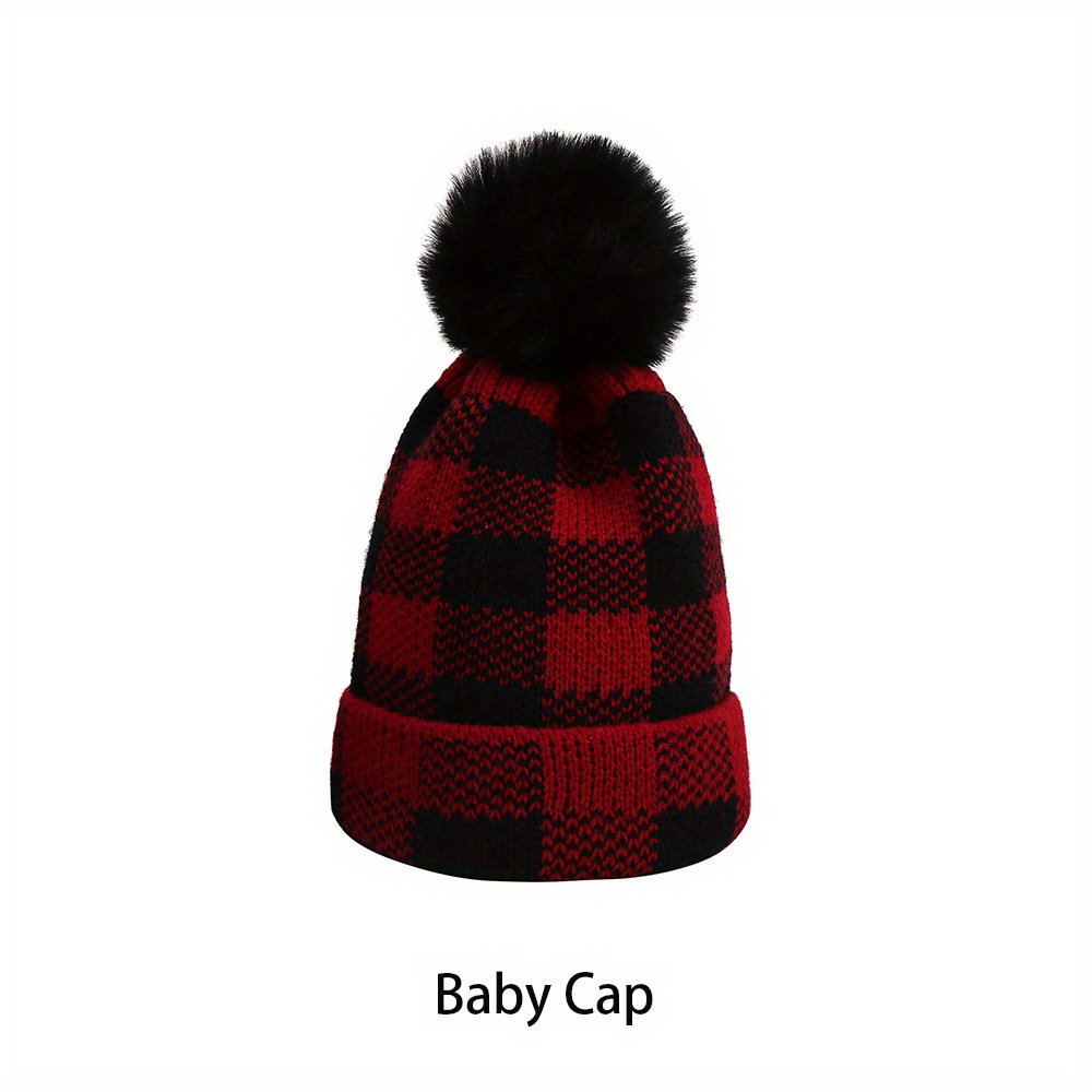 1pc Style Parent-Enfant Bonnet De Noël À Carreaux Rouge Et Noir Adapté Aux  Bébés - Temu Switzerland