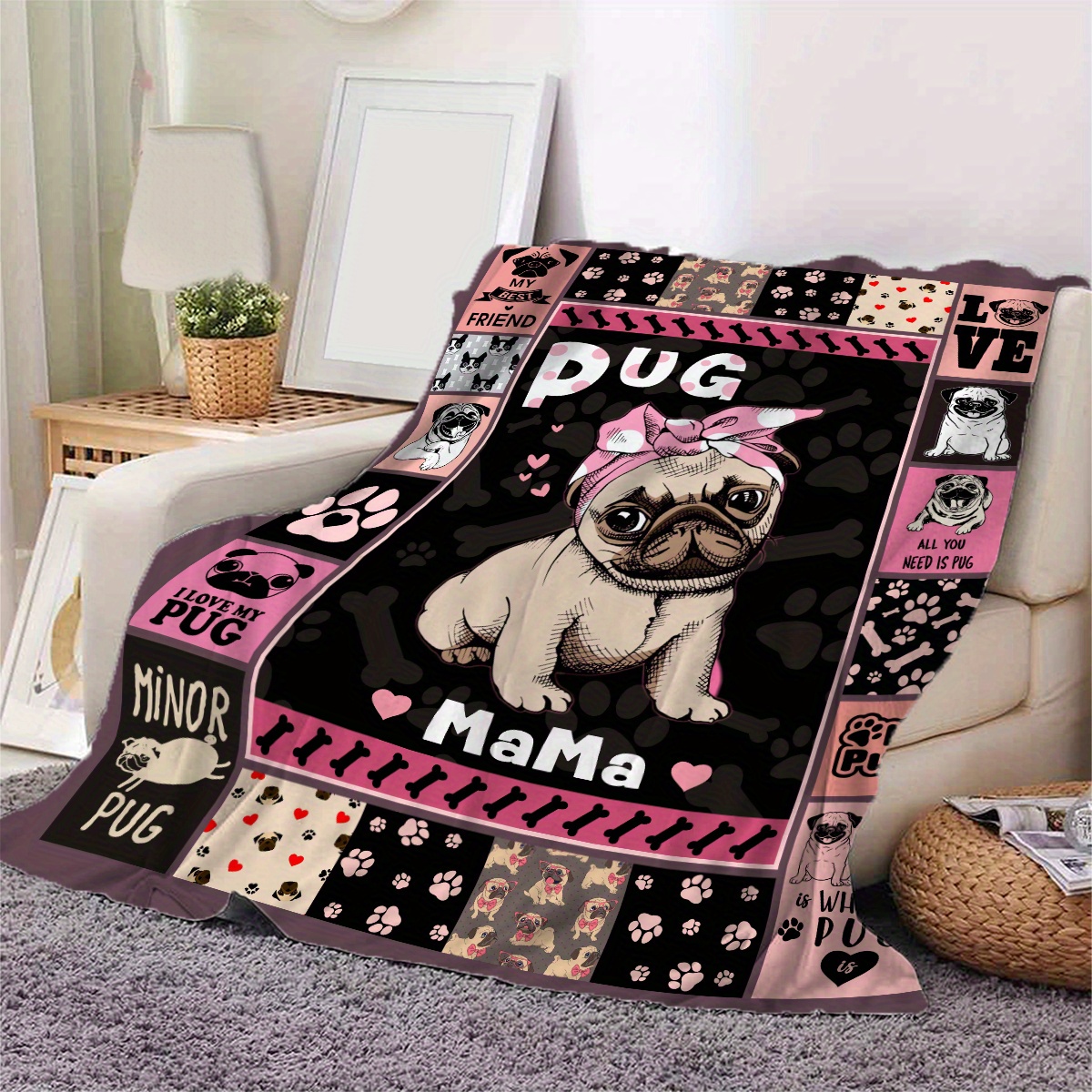 Pug throw online blanket