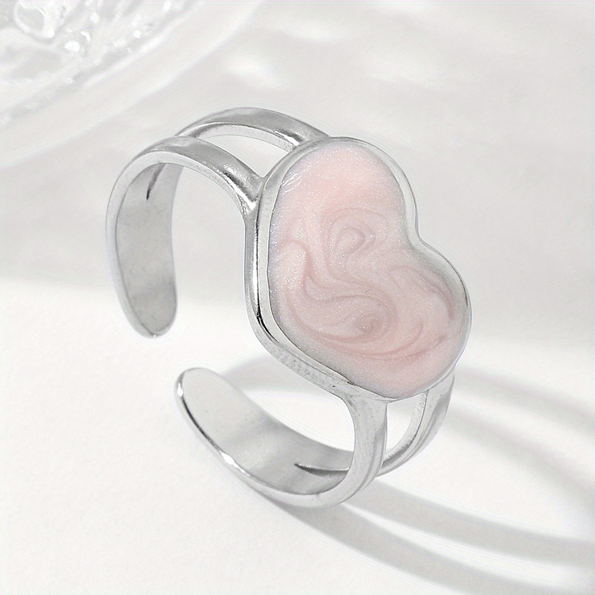 Steel Color Peach Heart Ring Pearlescent Purple/green/red - Temu