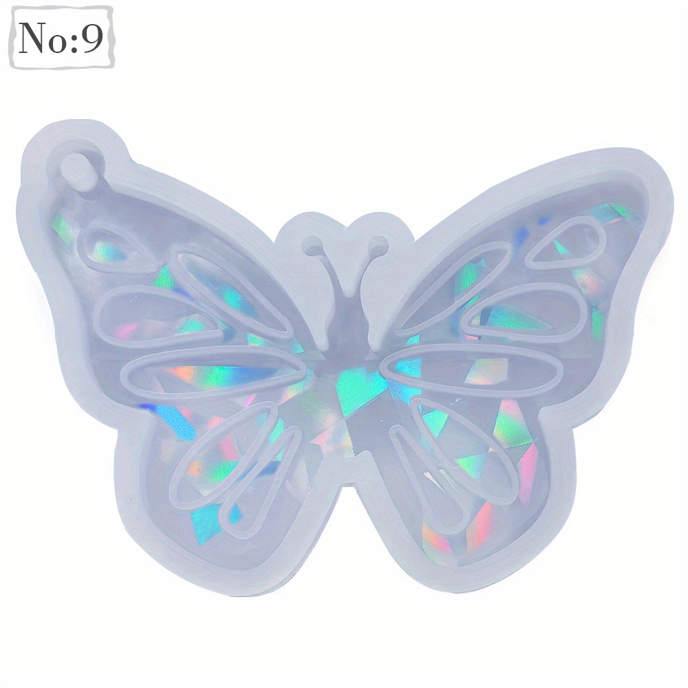 Fogun Butterfly Silicone Mold, Keychain Silicone Mold Holographic Resin  Mold Butterfly-Pendant Charms Resin Molds with Holes DIY Jewelry Casting  Mould