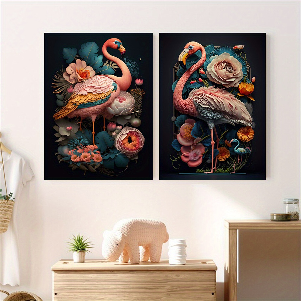 Canvas Poster Modern Art Gorgeous Flamingo Pattern Fashion - Temu