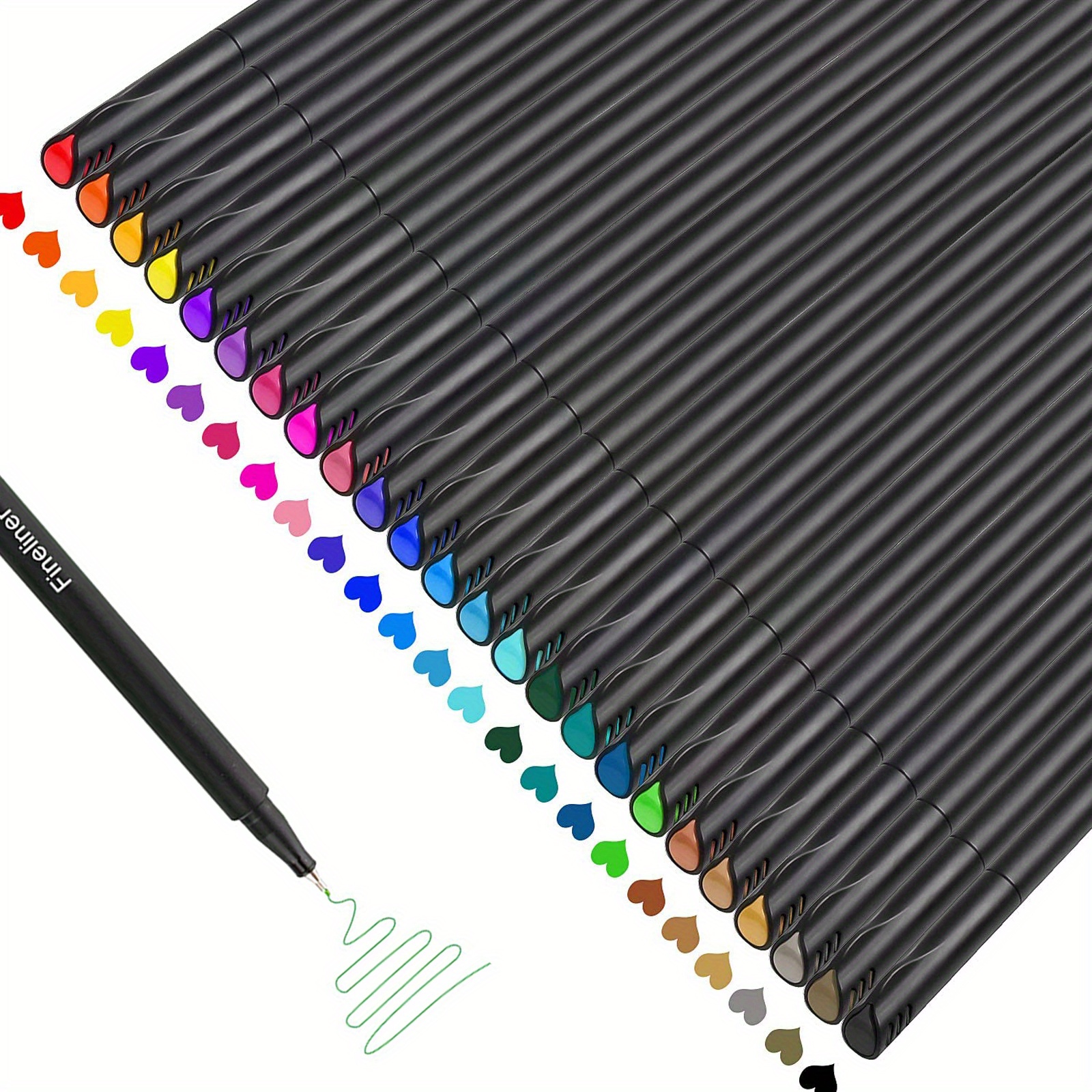 Taotree 24 Fineliner Color Pens Set & 24 Black Pens Fine Point Black  Markers Fine Tip, Fine Line Colored Sketch Writing Drawing Pens for Journal