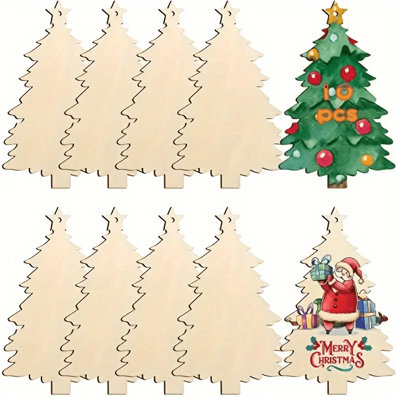 Wooden Christmas Ornaments Wooden Ornaments To Paint For Christmas Tree  Decorations Holiday Hanging Decorations, Rope And Colorful Makers - Temu  Germany