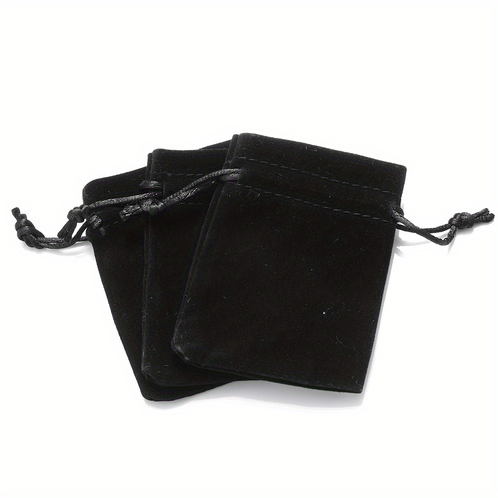 3x4.5 Black Velvet Pouch Jewelry Drawstring Gift Bag Pack of 12 - Findings  Outlet
