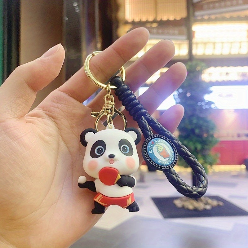 Cute Panda Key Chain Pendant Net Red Cartoon Figure Car Key Chain Pendant  Couple Bag Hanging Decoration Silicone - Temu