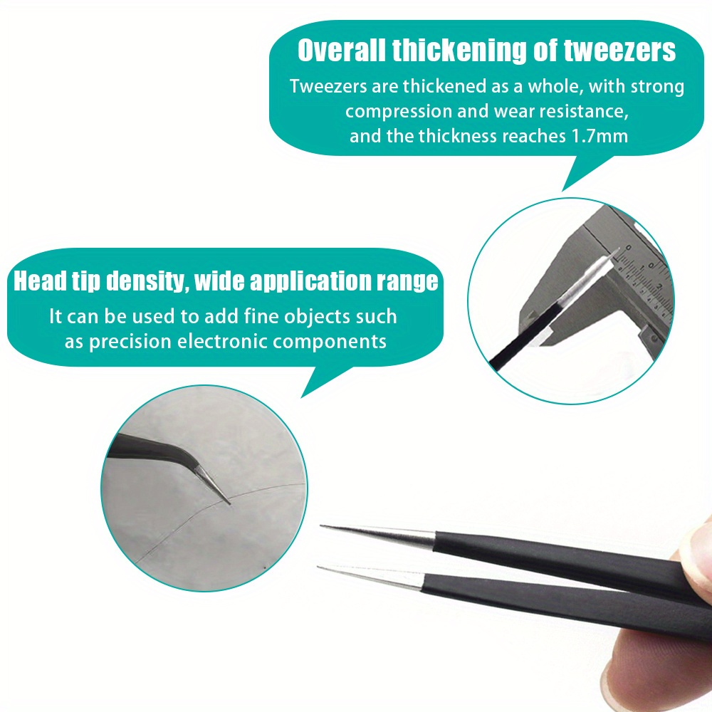 Precision Tweezers Set: ESD-Safe, Assorted Tips