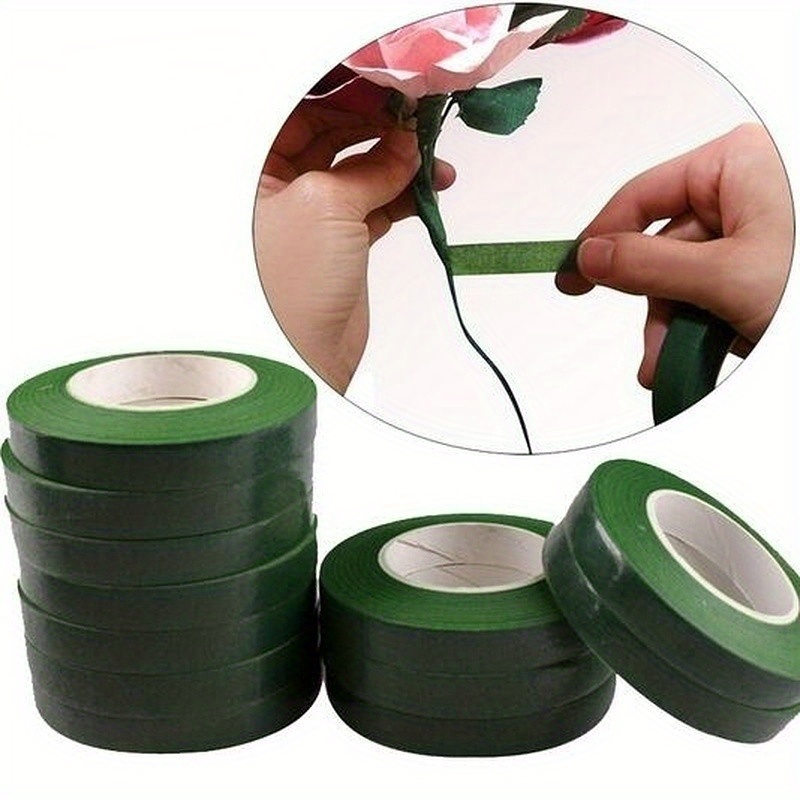 Floral Green Tapes 12mm*22m/25yds ROLL Tape Corsages Buttonhole Artificial  Flower Stamen Wrap Florist Green Tapes Stretchy Tape