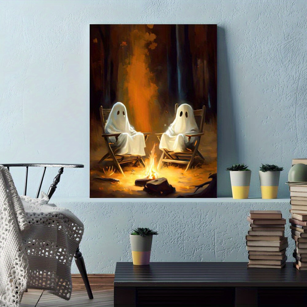 Canvas Poster Two Ghosts Camping Halloween Decor Spooky Cute - Temu Denmark