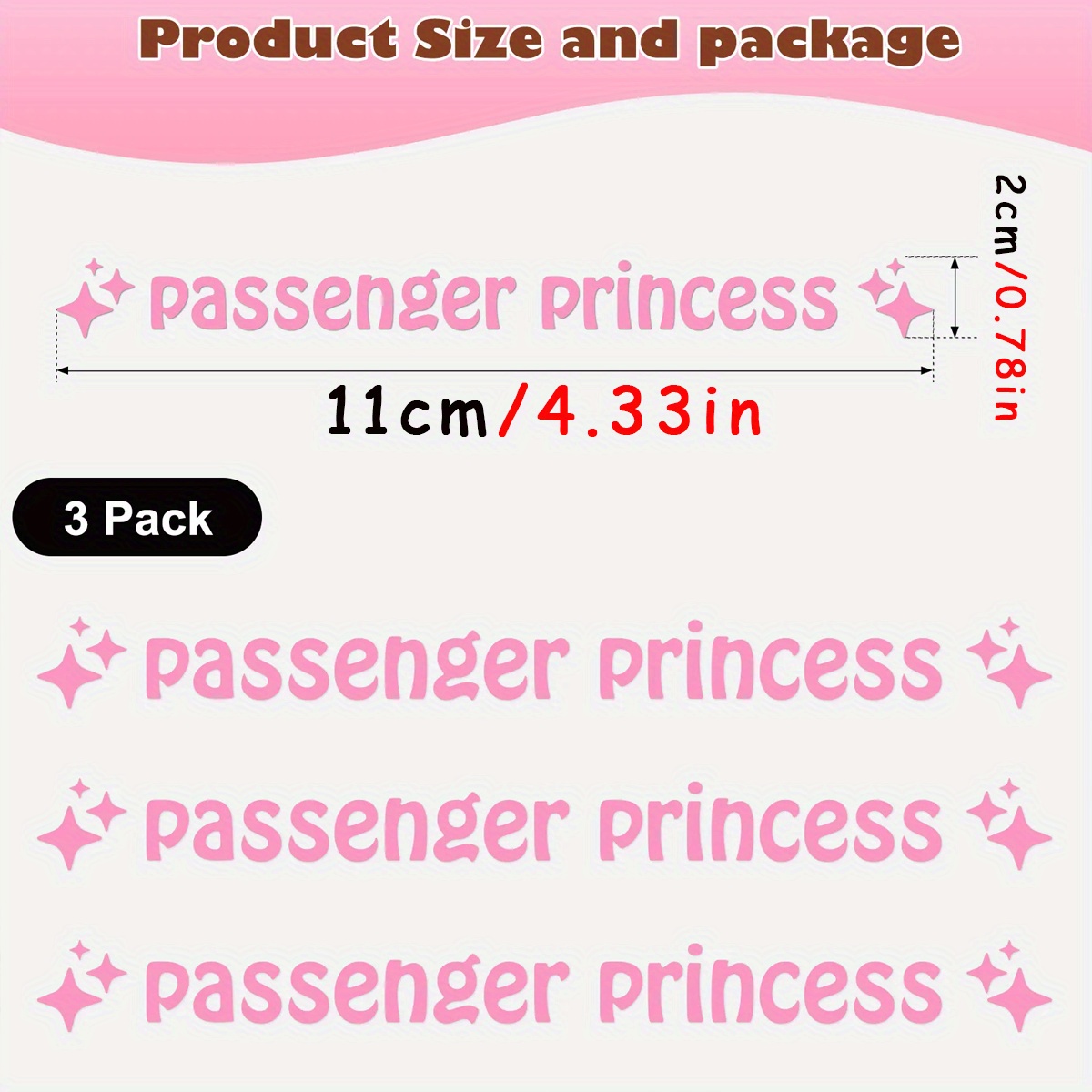 Passenger Princess Star Car Mirror Sticker Decal, Rear View Mirror