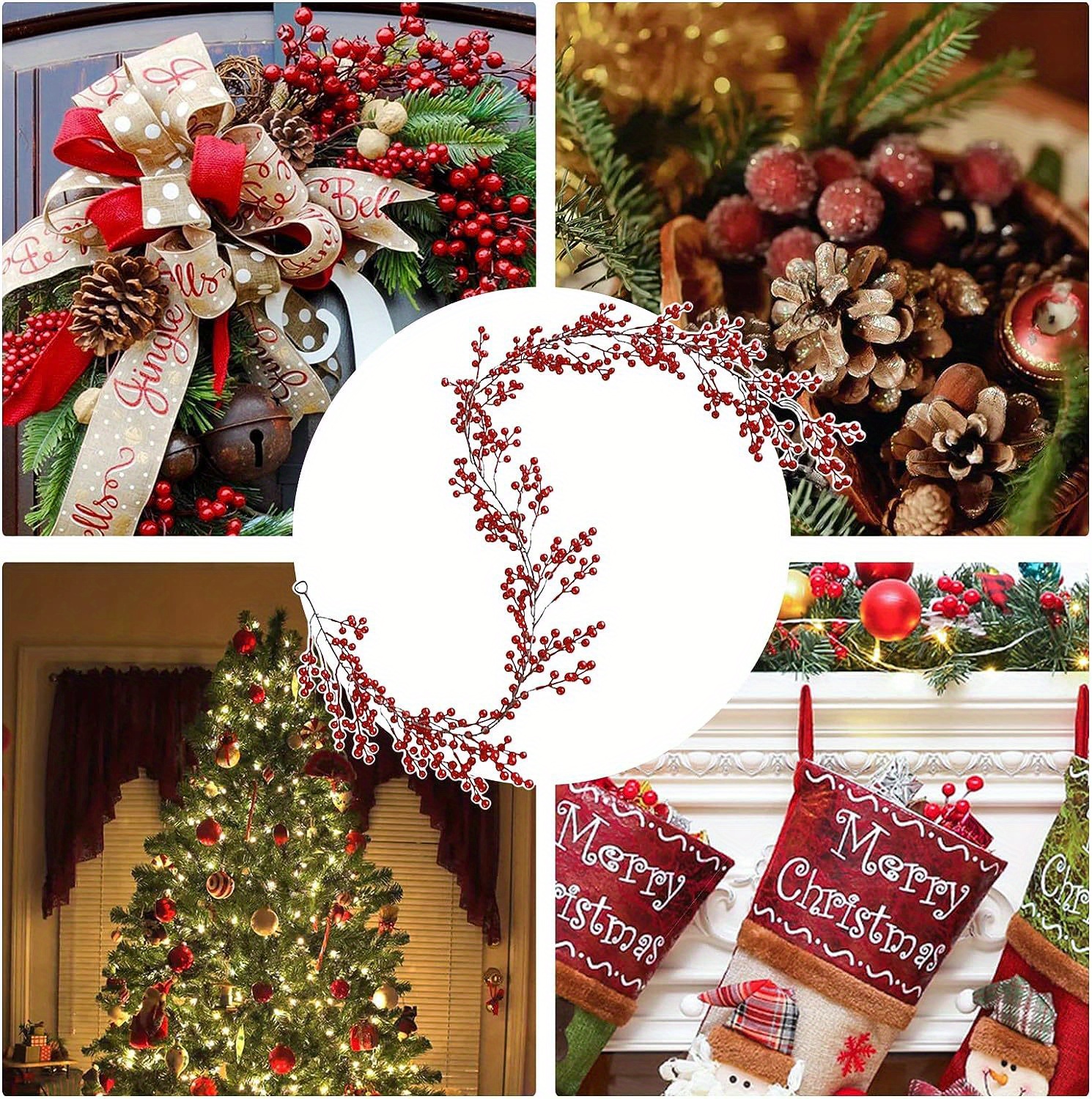 Artificial Christmas Holly Berry Vine Winter Berry Garland - Temu