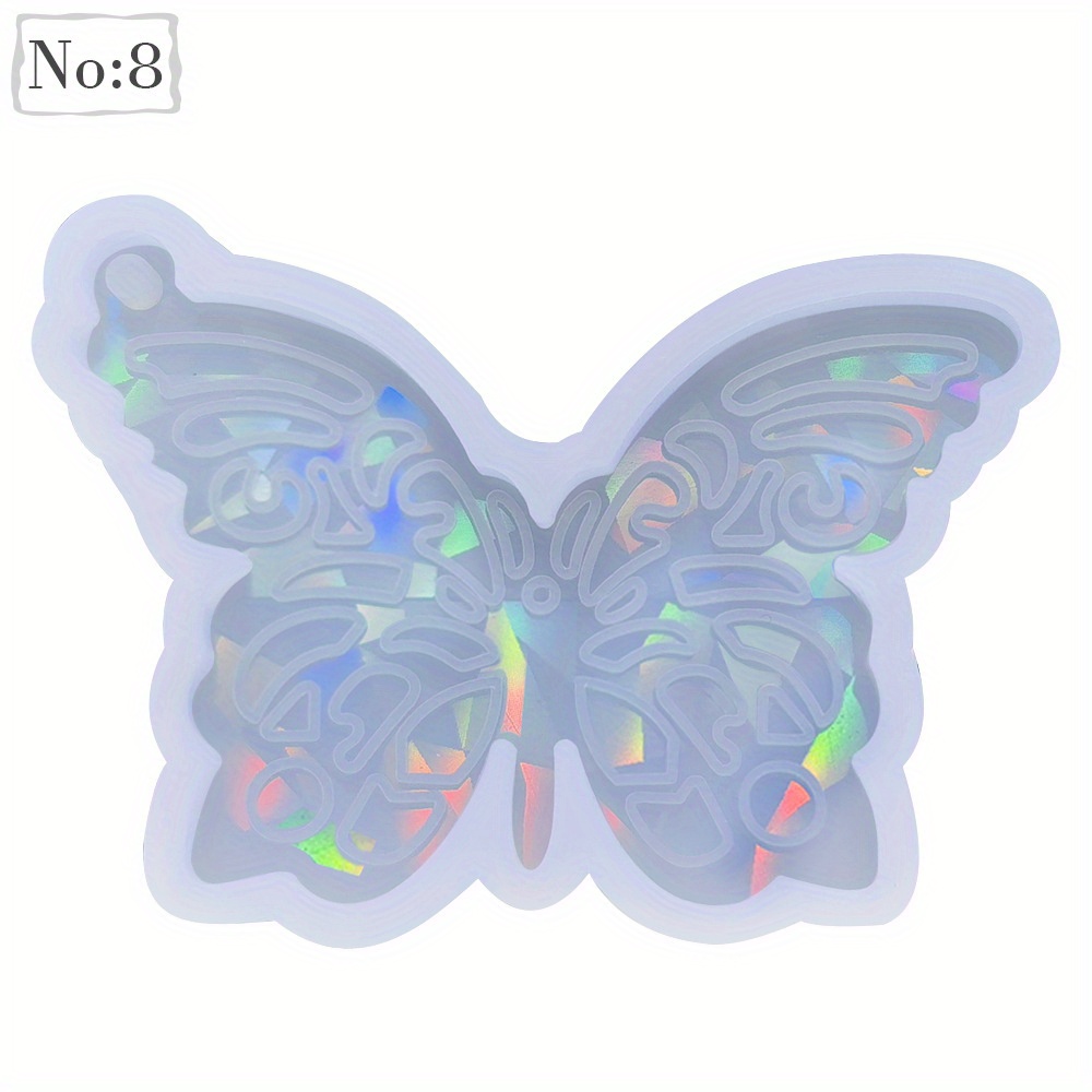 Holographic Resin Molds Silicone,3 Pcs Butterfly Ornament Resin  Molds,Upgraded Holographic Resin Butterfly Pendant Molds for Resin  Casting,Holographic